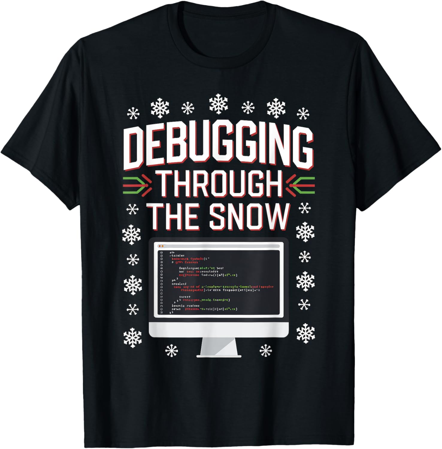 Developer Debugging Through The Snow Christmas