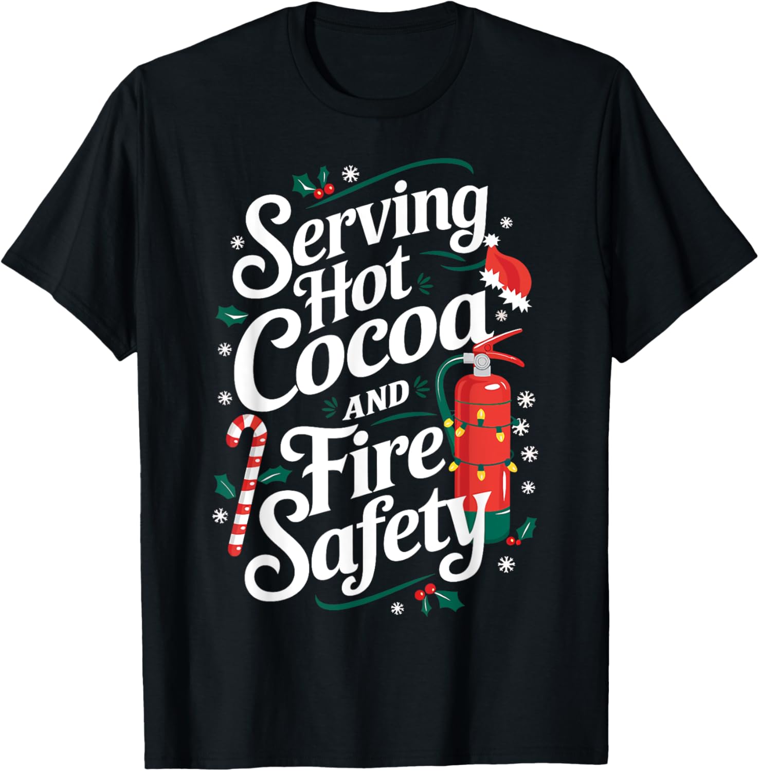Firefighter Serving Hot Cocoa and Fire Safety Christmas