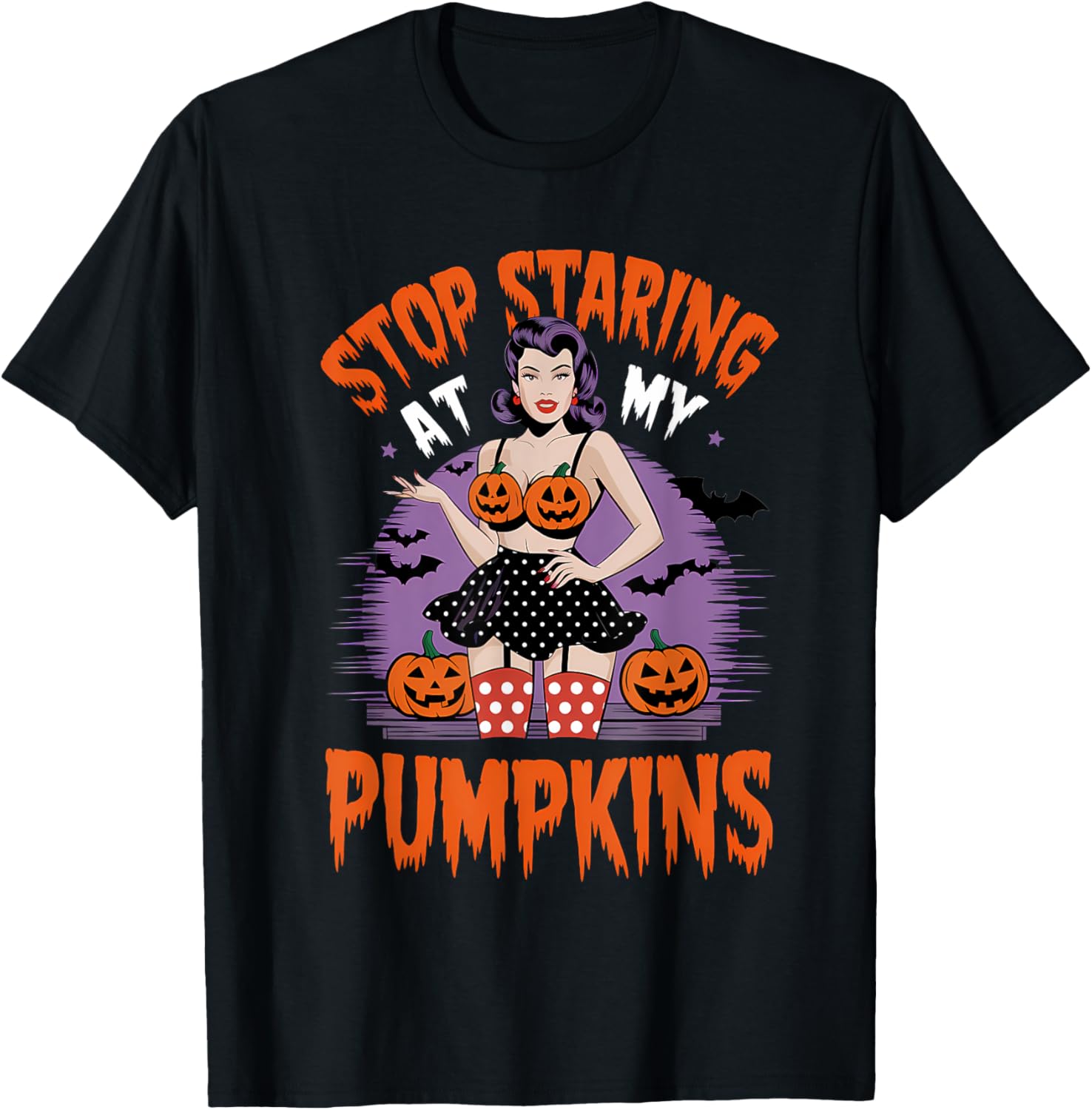 Stop Staring At My Pumpkins Funny Halloween