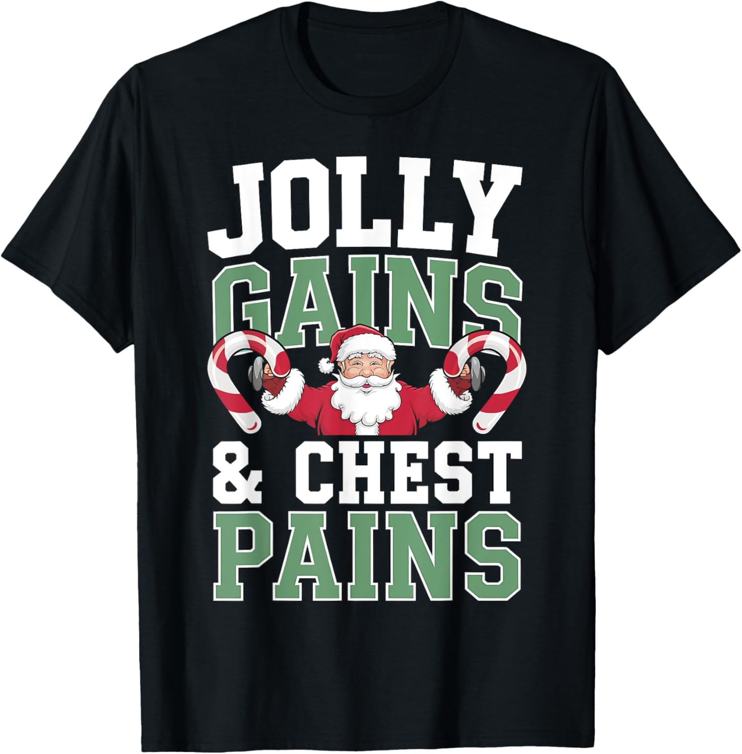 Jolly Gains And Chest Pains Santa Gym Christmas