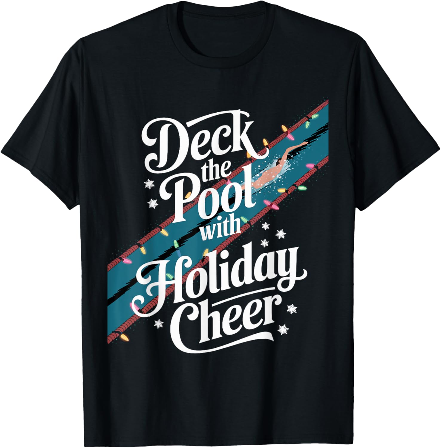 Swimmer Deck The Pool With Holiday Cheer