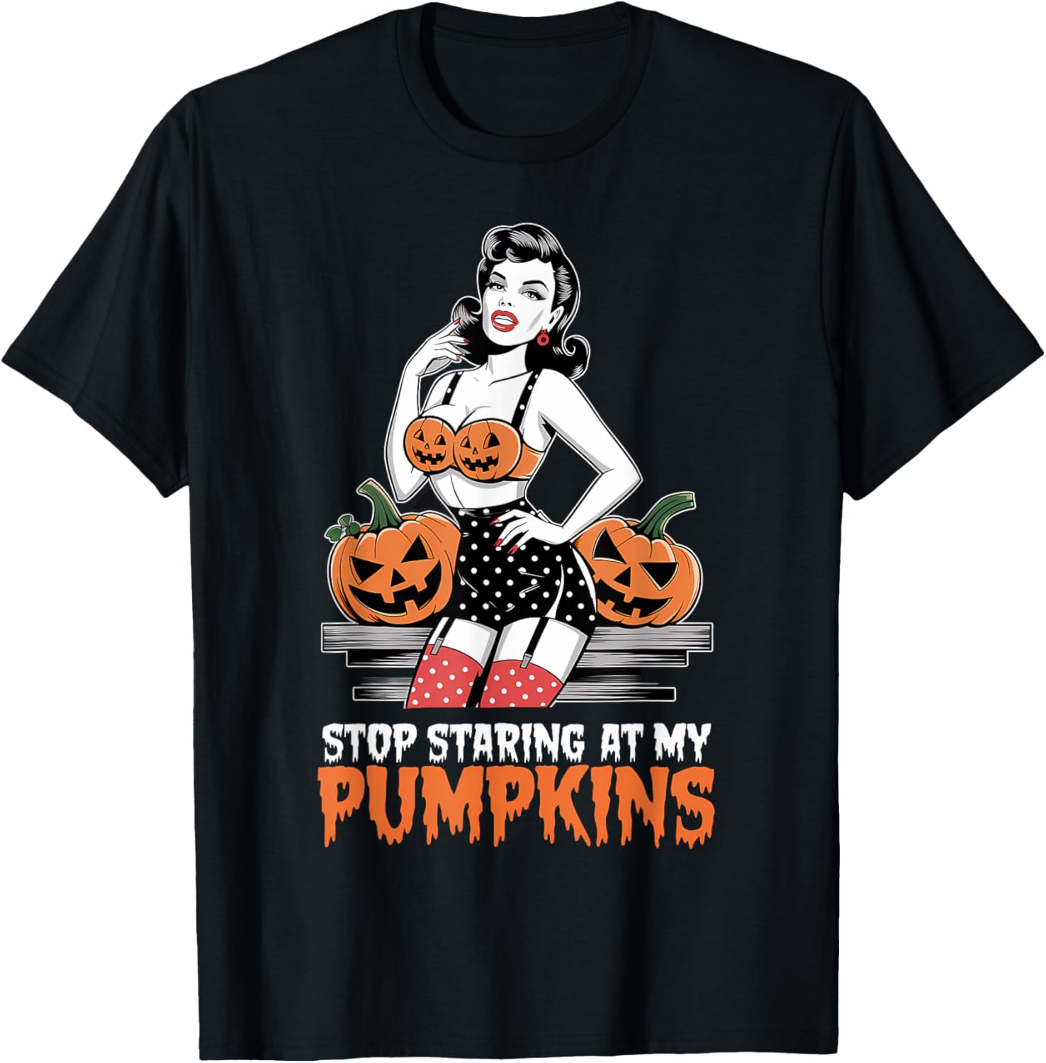 Stop Staring At My Pumpkins Funny Halloween