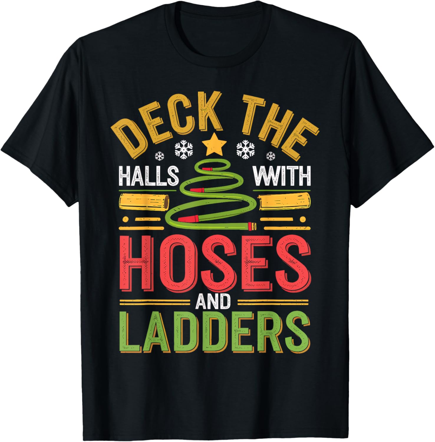 Firefighter Deck The Halls With Hoses and Ladders Christmas