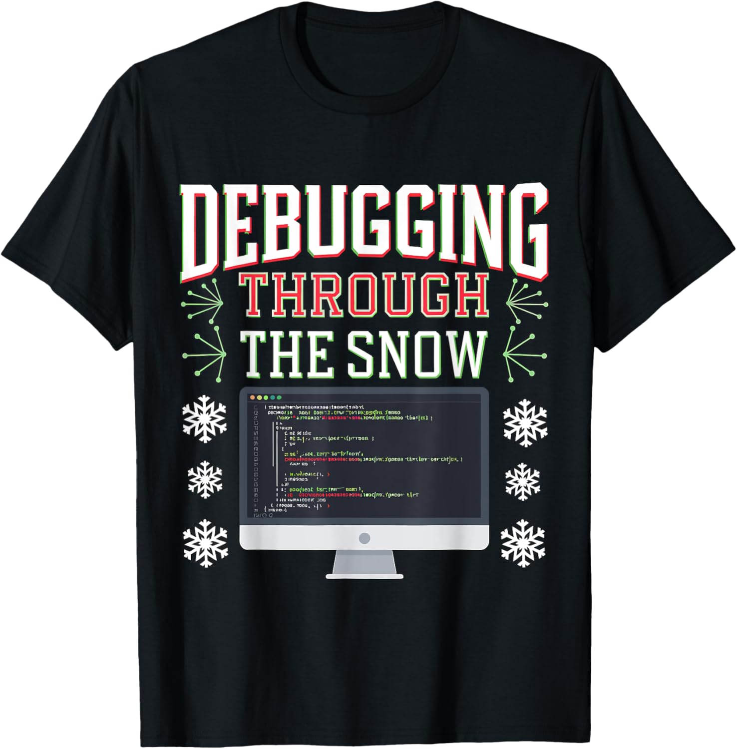Developer Debugging Through The Snow Christmas