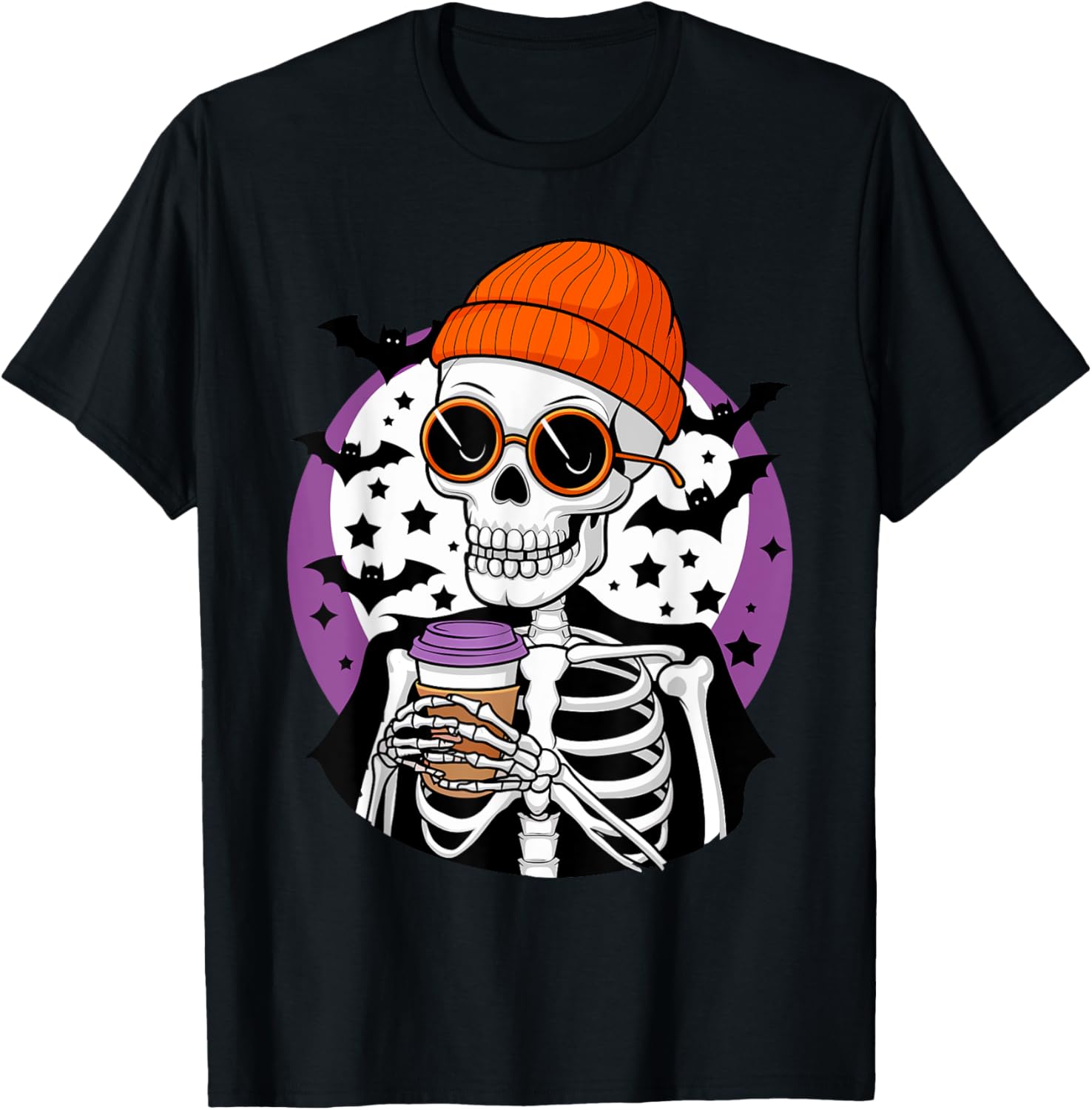 Halloween Skeleton Drinking Coffee