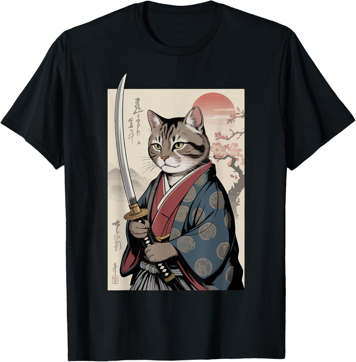 Samurai Cat Vintage Ukiyo-e Warrior Art Graphic Cat Art